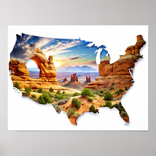 Double Exposition USA Map et Grand Canyon Poster (Devant)
