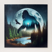 Double Exposure Bigfoot, Eagle and Full Moon Legpuzzel (Verticaal)
