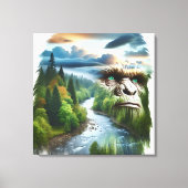 Double Exposure Bigfoot in Nature Canvas Afdruk (Voorkant)