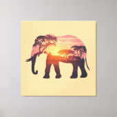 Double Exposure Elephant Silhouette Design – Savan Canvas Afdruk (Voorkant)