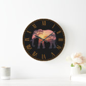 Double Exposure Elephant Silhouette Design – Savan Grote Klok (Huis)