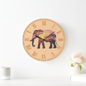 Double Exposure Elephant Silhouette Design – Savan Grote Klok (Huis)
