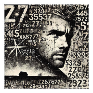 Double Exposure Man Portret met cijfers letters Foto Afdruk