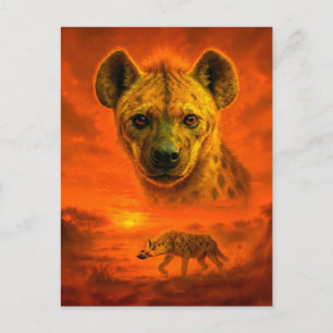 Double Exposure Portret van de Afrikaanse hyena Feestdagenkaart