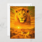 Double Exposure Portret van de Afrikaanse Leeuw Feestdagenkaart (Voorkant / Achterkant)