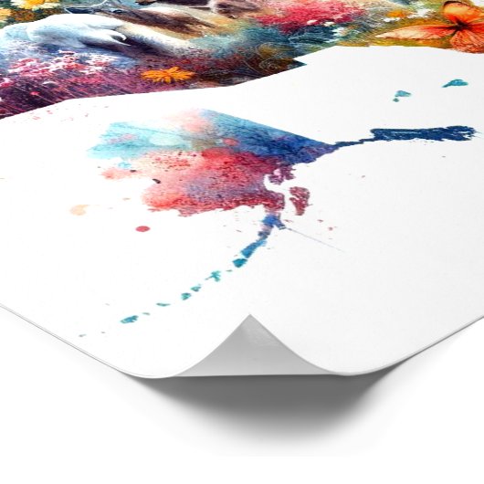 Double Exposure USA Kaart en Dieren Poster (Hoek)