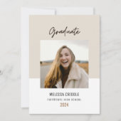 Double face 4 photo Faire-part de graduation beige (Devant)
