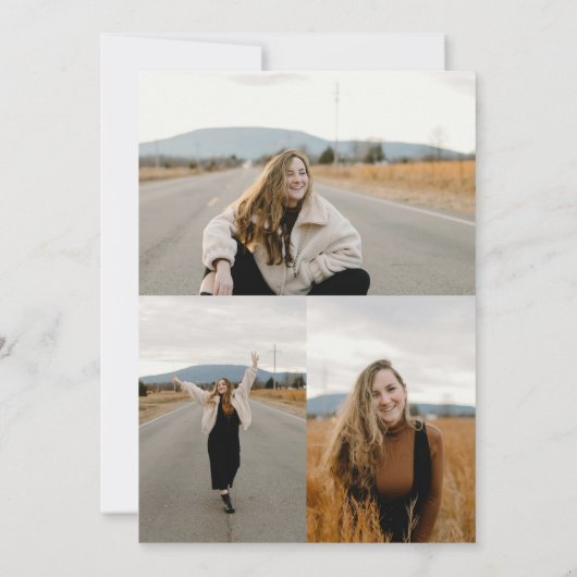 Double face 4 photo White Graduation Faire-part (Dos)