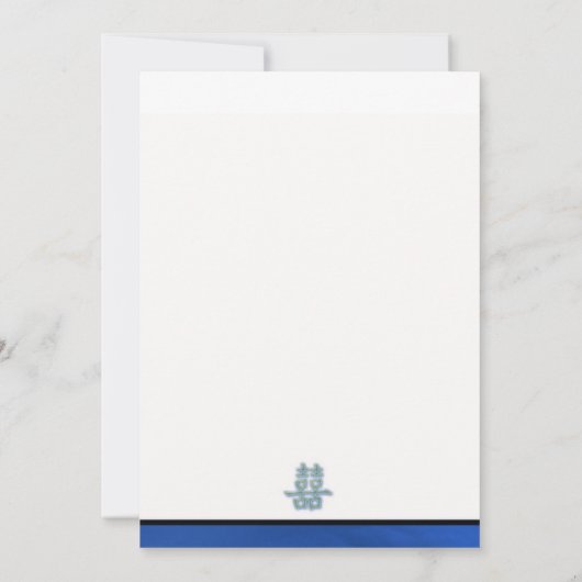 Double Faire-part de mariage bleu asiatique (Dos)
