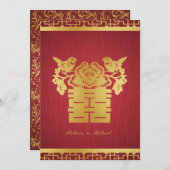 Double faire-part de mariage chinois de bonheur (Devant / Derrière)