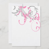 Double Faire-part de mariage floral rose et gris (Dos)
