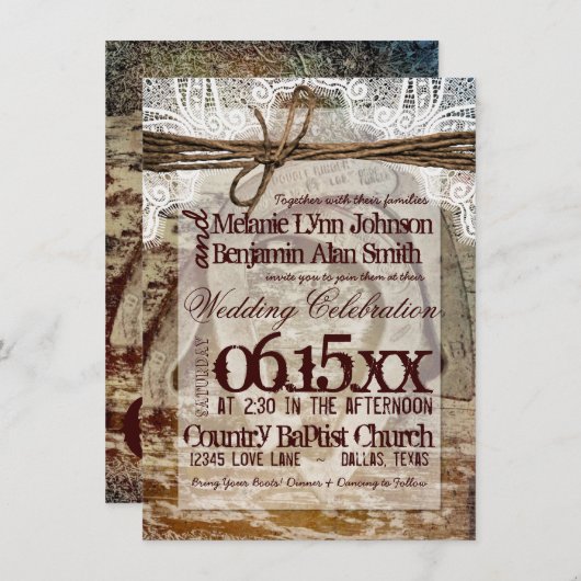 Double fer à cheval Invitations de mariage rustiqu (Devant / Derrière)