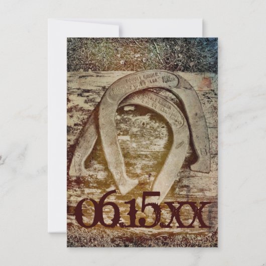 Double fer à cheval Invitations de mariage rustiqu (Dos)