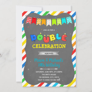Double fête anniversaire invitation