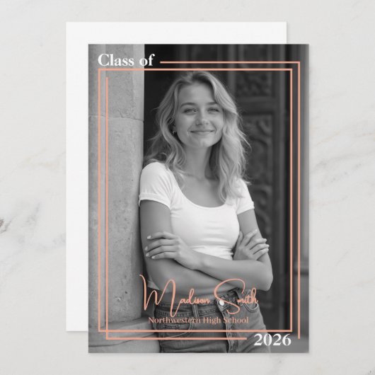 Double Framed Afstuderen Aankondiging (Voorkant / Achterkant)