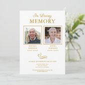 Double Funeral Memorial Foto Gold Script Kaart (Staand voorkant)