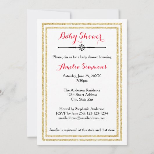 Double Gold Trim - Baby shower Uitnodiging (Voorkant)