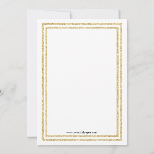 Double Gold Trim - Baby shower Uitnodiging (Achterkant)