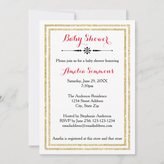 Double Gold Trim - Invitation Baby shower (Devant)