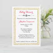 Double Gold Trim - Invitation Baby shower (Debout devant)