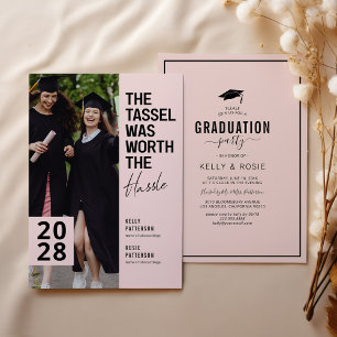 Double Graduation Chic Photo Party Invitation