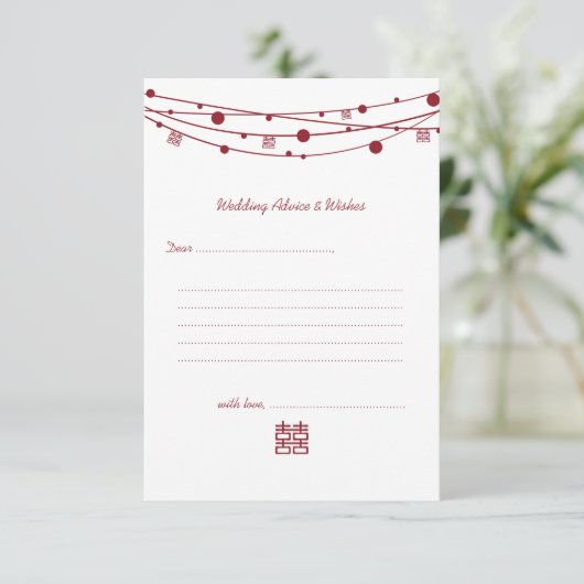 Double Happiness Lanternes Mariage Cartes de conse (Debout devant)