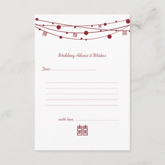 Double Happiness Lanternes Mariage Cartes de conse (Devant)