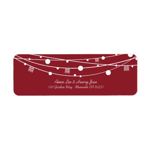 Double Happiness Lanternes Mariage Étiquettes de a (Devant)