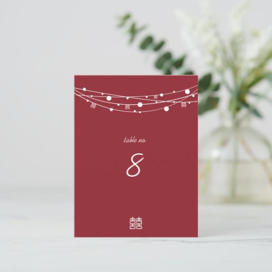 Double Happiness Lanterns Mariage Cartes de table (Debout devant)