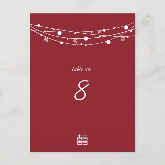 Double Happiness Lanterns Mariage Cartes de table (Devant)