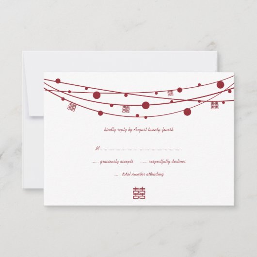Double Happiness Lanterns Mariage Cartes RSVP (Devant)