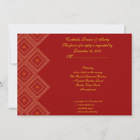 Double Happy Mariage chinois invitations RSVP (Dos)