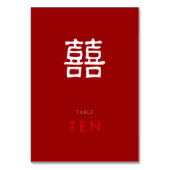Double Happy Modern Red Table Numéro Carte (Dos)