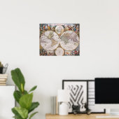 Double Hemisphere Polar Map Poster (Thuiskantoor)