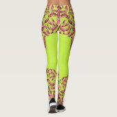 Double Hibiscus Pink on Lime  Leggings (Achterkant)
