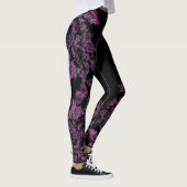 Double Hibiscus Purple on Black  Leggings (Rechts)