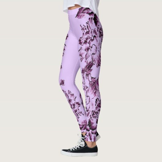 Double Hibiscus Purple on Lt Purple Leggings (Links)