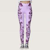 Double Hibiscus Purple on Lt Purple Leggings (Voorkant)