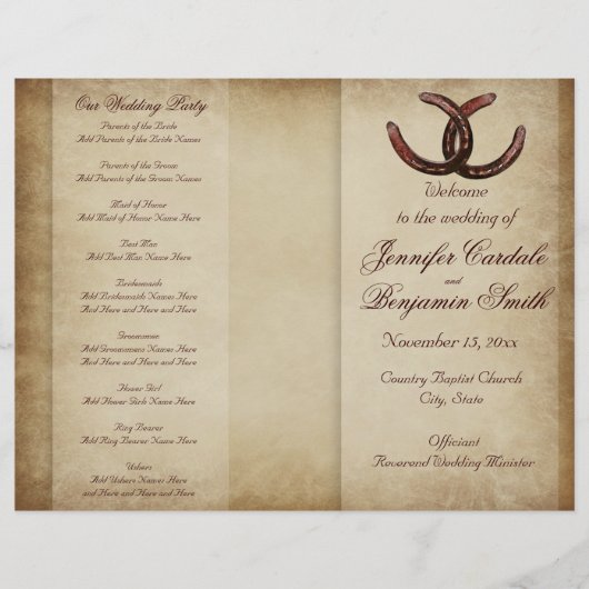 Double Horseshoe Country Western Wedding Programme (Devant)