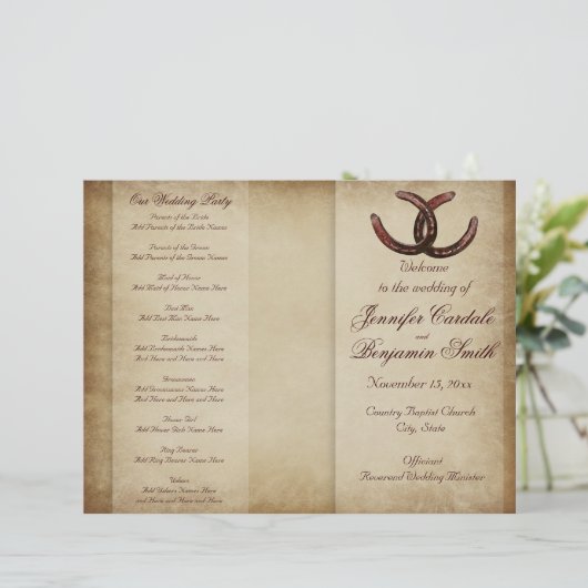 Double Horseshoe Country Western Wedding Programme (Debout devant)