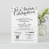 Double Invitation Faux Confetti Argent pour Célébr (Debout devant)