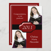 Double invitation rouge de fête de remise des (Devant / Derrière)