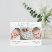 Double la carte postale faire-part de naissance ju (Debout devant)