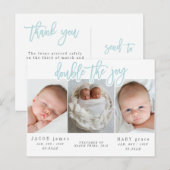 Double la carte postale faire-part de naissance ju (Devant / Derrière)