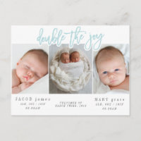 Double la carte postale faire-part de naissance ju