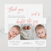 Double la carte postale faire-part de naissance ju (Devant / Derrière)