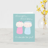 Double la joie ! Carte pour notes Twin Girl & Boy (Fleur jaune)
