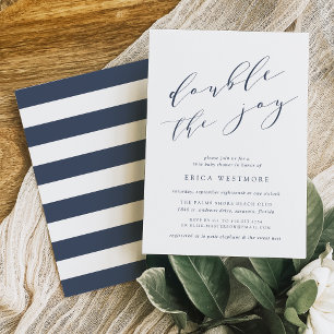 Double la joie   Invitation Baby shower jumeaux