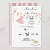 Double l'amour jumeaux baby shower Invitation (Devant / Derrière)