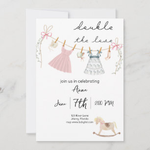Double l'amour jumeaux baby shower Invitation